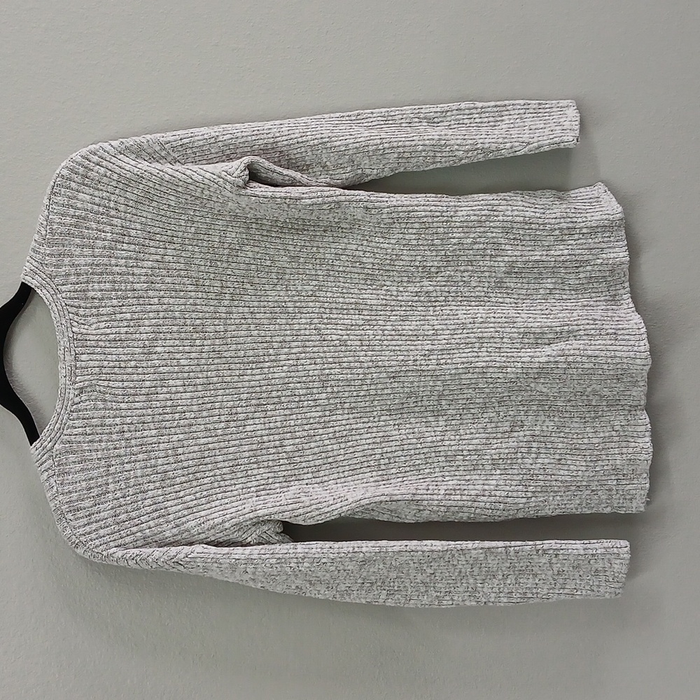 Loft V-Neck Cable Heather Gray knit sweater Small - Picture 6 of 6